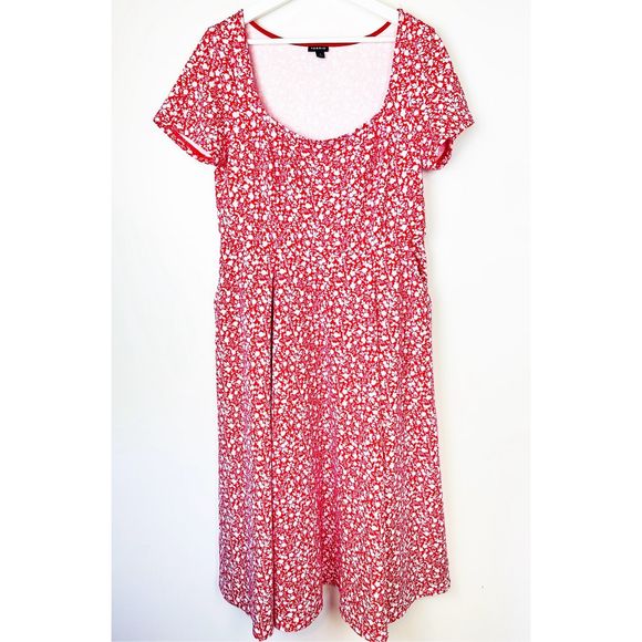 Torrid Red and White Floral Midi Dress - Picture 1 of 12